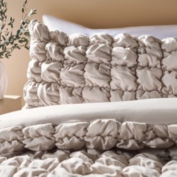 OHS Quilted Seersucker Duvet Cover Set, Natural - Double - thumbnail 4
