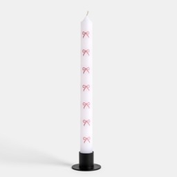 OHS 4 Pack Bow Print Dinner Candles - Pink/White - thumbnail 3