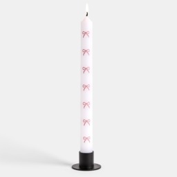 OHS 4 Pack Bow Print Dinner Candles - Pink/White - thumbnail 4