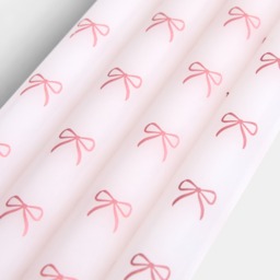 OHS 4 Pack Bow Print Dinner Candles - Pink/White - thumbnail 5