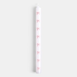 OHS 4 Pack Bow Print Dinner Candles - Pink/White - thumbnail 2