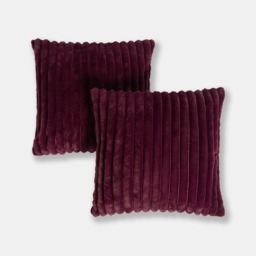 OHS Faux Fur Thick Ribbed Cushion Covers, Burgundy - 45 x 45cm - thumbnail 3