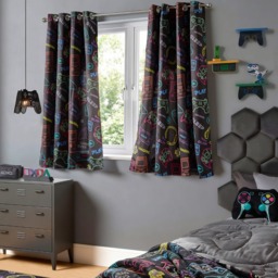 "OHS Kids Gaming Blackout Curtains, Black - 66 x 72"""