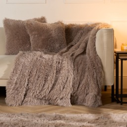OHS Fluffy Fleece Throw, Natural - 150 x 200cm