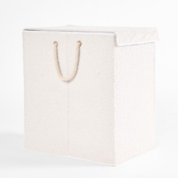 OHS Bouclé Foldable Laundry Basket - White - thumbnail 3