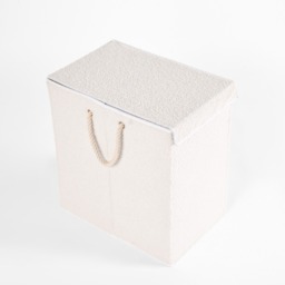 OHS Bouclé Foldable Laundry Basket - White - thumbnail 5