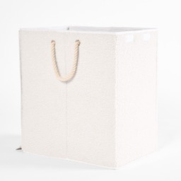 OHS Bouclé Foldable Laundry Basket - White - thumbnail 4