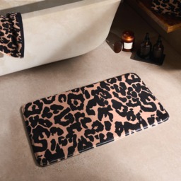 OHS Leopard Print Bath Mat - Natural - thumbnail 1
