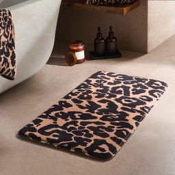 OHS Leopard Print Bath Mat - Natural - thumbnail 2