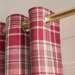 "OHS Woven Check Eyelet Curtains, Dorset Red - 66 x 54""" - thumbnail 4
