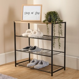 OHS Manhattan Multi Purpose 4-Tier Shoe Rack - Light Wood - thumbnail 1
