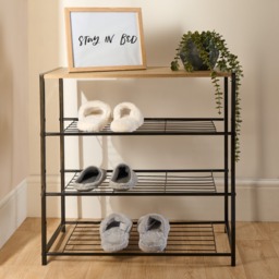 OHS Manhattan Multi Purpose 4-Tier Shoe Rack - Light Wood - thumbnail 2