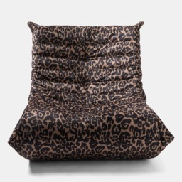 OHS Leopard Print Velvet Lazy Chair - Natural - thumbnail 4