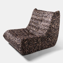 OHS Leopard Print Velvet Lazy Chair - Natural - thumbnail 3