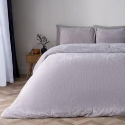 OHS Teddy Fleece Duvet Cover Set, Silver Grey - Single - thumbnail 1