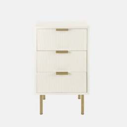OHS Ribbed 3-Drawer Bedside Unit - Cream - thumbnail 2