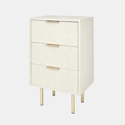 OHS Ribbed 3-Drawer Bedside Unit - Cream - thumbnail 3