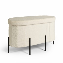 OHS Boucle Large Round Ottoman - Cream - thumbnail 4