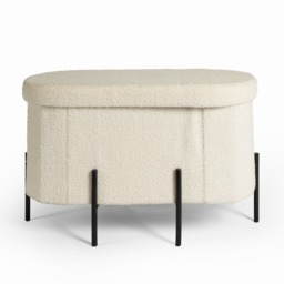 OHS Boucle Large Round Ottoman - Cream - thumbnail 3