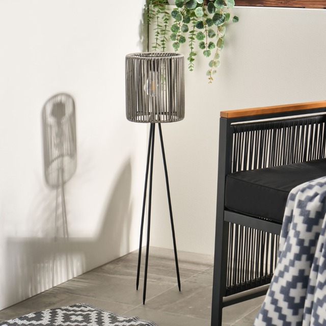 OHS Solar Rattan Floor Lamp - Grey - image 1