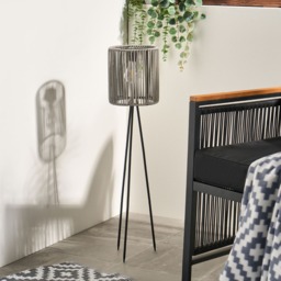 OHS Solar Rattan Floor Lamp - Grey