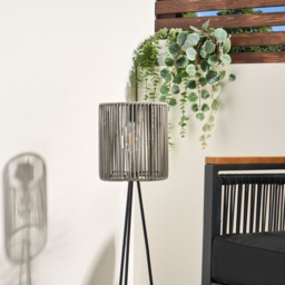 OHS Solar Rattan Floor Lamp - Grey - thumbnail 2
