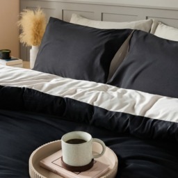 OHS Reversible Duvet Cover Set, Black/Natural - King - thumbnail 3