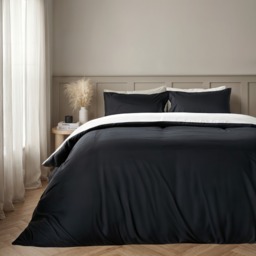 OHS Reversible Duvet Cover Set, Black/Natural - King - thumbnail 2