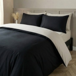 OHS Reversible Duvet Cover Set, Black/Natural - King - thumbnail 1