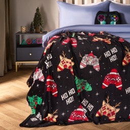 OHS Christmas Gaming Throw - Black - thumbnail 1
