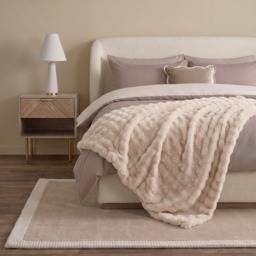 OHS Bubble Faux Fur Throw - Cream - thumbnail 1