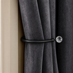 OHS 2 Pack Crystal Ball Curtain Rod Tie Backs - Black - thumbnail 1