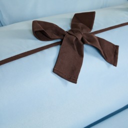OHS Bow Detail Duvet Cover Set, Blue/Brown - Double - thumbnail 3