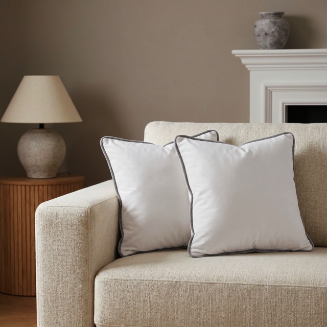 OHS Matte Velvet Piped Edge Cushion Covers, Grey - 55 x 55cm - image 1