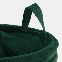 OHS Faux Fur Ribbed Storage Basket - Forest Green - thumbnail 5