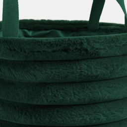 OHS Faux Fur Ribbed Storage Basket - Forest Green - thumbnail 4