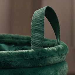 OHS Faux Fur Ribbed Storage Basket - Forest Green - thumbnail 2