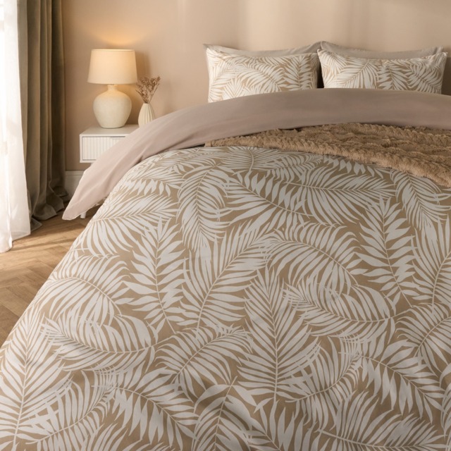 OHS Tropical Leaf Duvet Cover Set, Natural/White - King - image 1