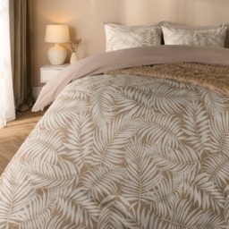 OHS Tropical Leaf Duvet Cover Set, Natural/White - King - thumbnail 1