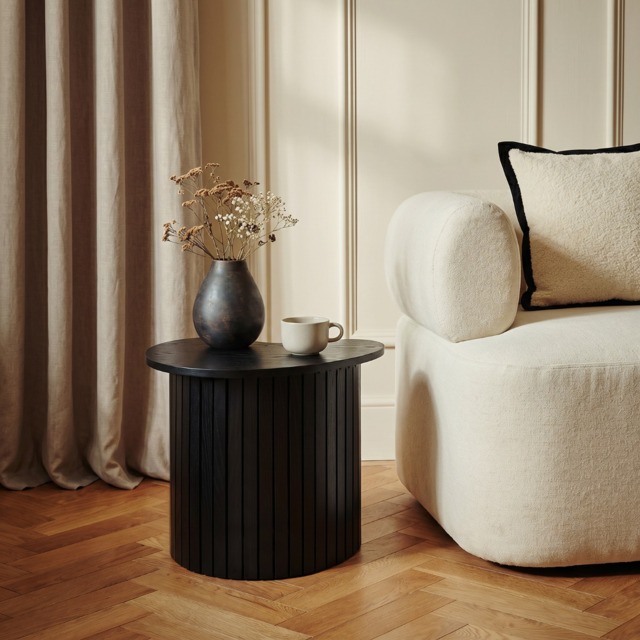 OHS Irregular Oval Madison Ribbed Side Table - Black - image 1