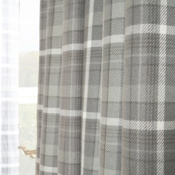 "OHS Woven Check Eyelet Curtains, Winsford Charcoal - 66 x 72""" - thumbnail 4