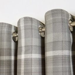 "OHS Woven Check Eyelet Curtains, Winsford Charcoal - 66 x 72""" - thumbnail 5