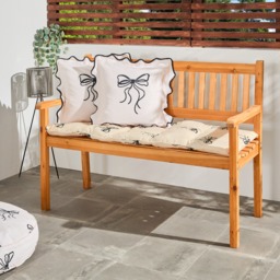 OHS 2-Seater Indoor/Outdoor Bow Print Bench Pad - Monochrome