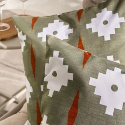 OHS Indoor/Outdoor Geometric Print Cushion Covers, Olive - 45 x 45cm - thumbnail 2