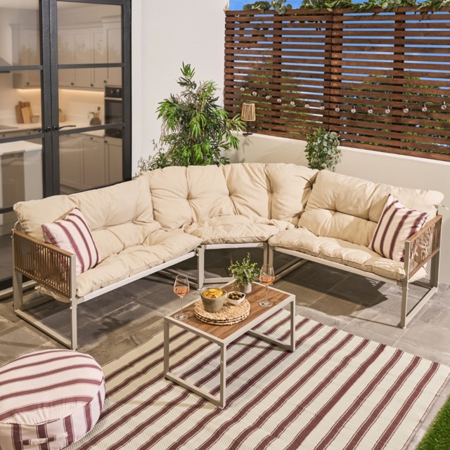 OHS Santorini 5 Seater Corner Sofa Set - Natural - image 1