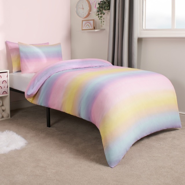 OHS Rainbow Ombre Duvet Set, Multi - Double - image 1