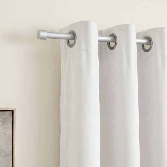 OHS 28mm Extendable Stopper Curtain Pole, Silver - 120-220cm - image 1