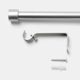 OHS 28mm Extendable Stopper Curtain Pole, Silver - 120-220cm - thumbnail 4