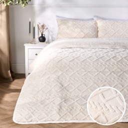 OHS Coverless Cable Knit 10.5 Tog Duvet Set, Cream - Single - thumbnail 1