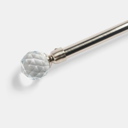 OHS 16mm Extendable Crystal Ball Curtain Pole, Silver - 70-120cm - thumbnail 3